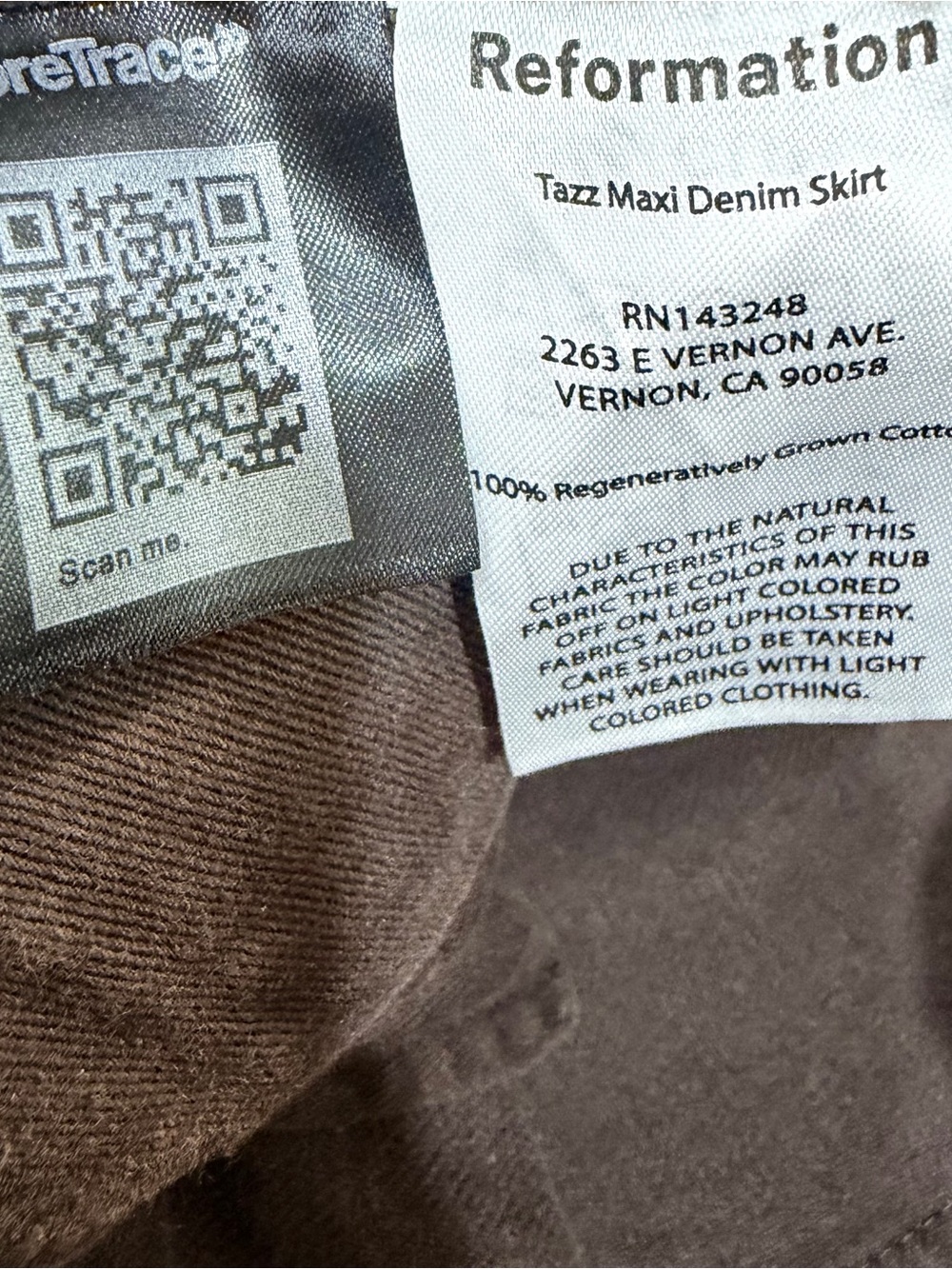 Reformation Tazz Maxi Denim Skirt 25 Vintage Espresso Brown Front Slit Boho - Picture 9 of 10